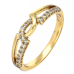 PIERŚCIONEK POZŁACANY 4,5 MM ELEGANCKI Z BRYLANTAMI XUPING 89376