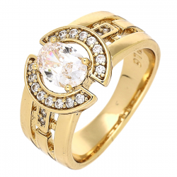 PIERŚCIONEK POZŁACANY 11 MM BRYLANTOWA ELEGANCJA XUPING 89385