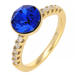 PIERŚCIONEK POZŁACANY 9 MM SAPPHIRE CRYSTAL XUPING 89397
