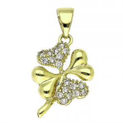 14K ZAWIESZKA POZŁACANA 26/14 MM CZTEROLISTNA KONICZYNKA XUPING 89535