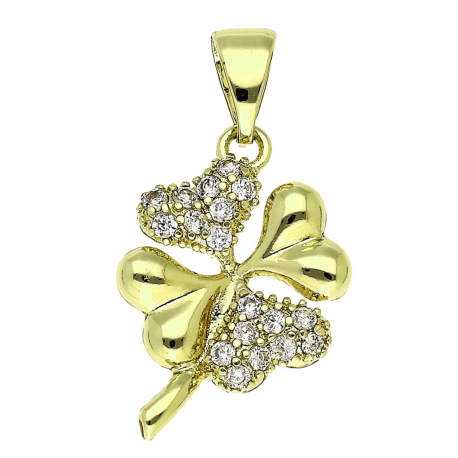 14K ZAWIESZKA POZŁACANA 26/14 MM CZTEROLISTNA KONICZYNKA XUPING 89535