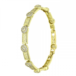14K BRANSOLETKA POZŁACANA 19,5-17 CM 7,5 MM GRECKA Z BRYLANTAMI XUPING 89544