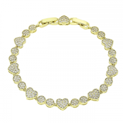 14K BRANSOLETKA POZŁACANA 19-17 CM 7 MM BRYLANTOWE SERCA XUPING 89558