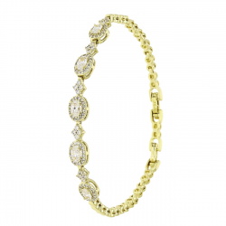 14K BRANSOLETKA POZŁACANA 19-17 CM 6 MM BRYLANTOWE MARKIZKI XUPING 89565