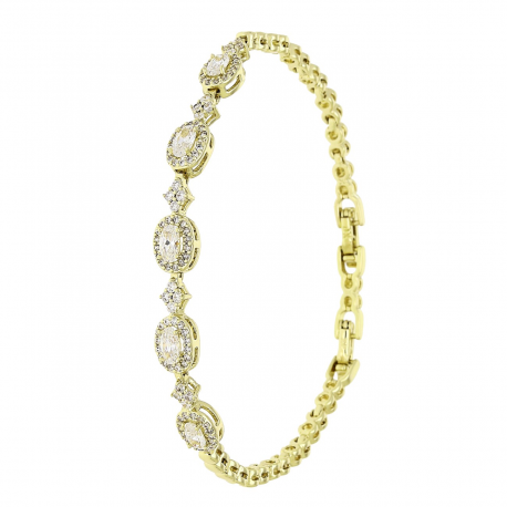 14K BRANSOLETKA POZŁACANA 19-17 CM 6 MM BRYLANTOWE MARKIZKI XUPING 89565