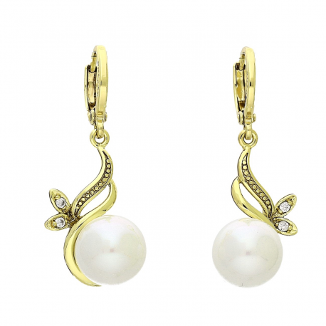 14K KOLCZYKI POZŁACANE 34/14 MM ELEGANCJA PEREŁ XUPING 89566