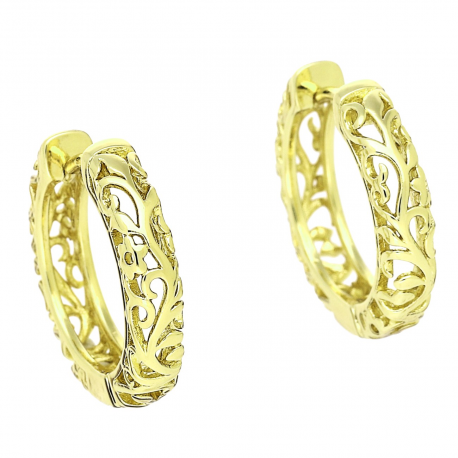 14K KOLCZYKI POZŁACANE 19/4 MM AŻUROWE KÓŁKA XUPING 89568