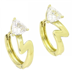 14K KOLCZYKI POZŁACANE 19/7 MM KÓŁKA Z BRYLANTEM XUPING 89574