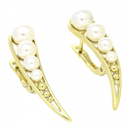 14K KOLCZYKI POZŁACANE 30/7 MM ŁUKI Z PERŁAMI XUPING 89576