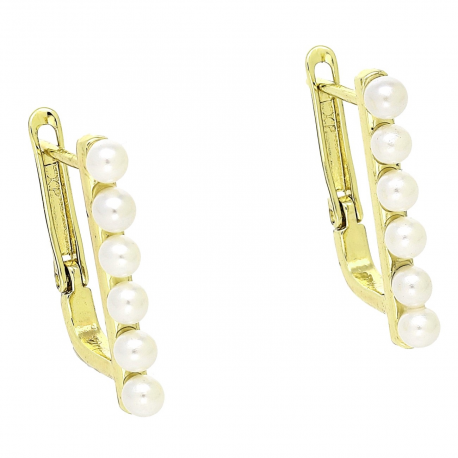 14K KOLCZYKI POZŁACANE 20/3 MM PERŁOWE KRESKI XUPING 89577