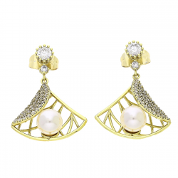 14K KOLCZYKI POZŁACANE 30/21 MM PERŁOWA ELEGANCJA XUPING 89584