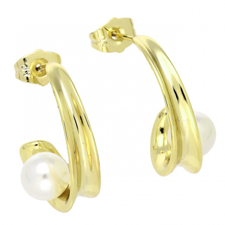 14K KOLCZYKI POZŁACANE 25/11 MM PERŁOWA ELEGANCJA XUPING 89585
