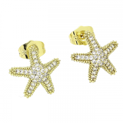 14K KOLCZYKI POZŁACANE 15 MM BRYLANTOWA ROZGWIAZDA XUPING 89592