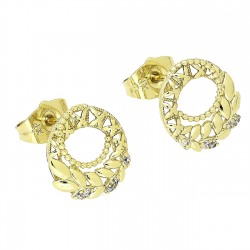 14K KOLCZYKI POZŁACANE 13/12 MM WIANUSZEK Z BRYLANTAMI XUPING 89593