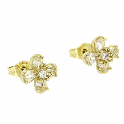 14K KOLCZYKI POZŁACANE 9 MM BRYLANTOWE LILIE XUPING 89597