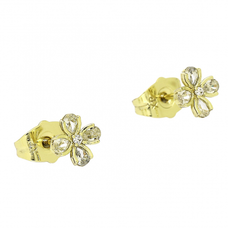 14K KOLCZYKI POZŁACANE 6 MM BRYLANTOWE LILIE XUPING 89598