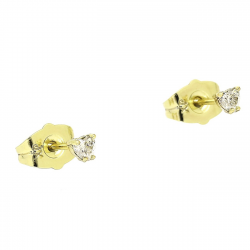 14K KOLCZYKI POZŁACANE 3/4 MM BRYLANCIK SERCE XUPING 89600