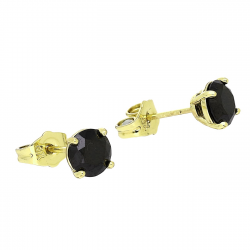 14K KOLCZYKI POZŁACANE 6 MM CZARNY BRYLANT XUPING 89601