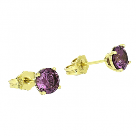 14K KOLCZYKI POZŁACANE 6 MM AMETYST XUPING 89602