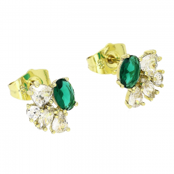 14K KOLCZYKI POZŁACANE 10/11 MM ELEGANTKI ZE SZMARAGDEM XUPING 89605