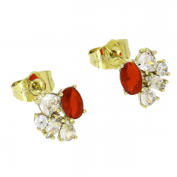 14K KOLCZYKI POZŁACANE 10/11 MM ELEGANTKI Z RUBINEM XUPING 89606