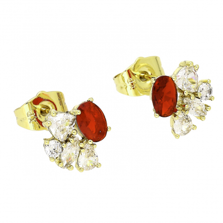 14K KOLCZYKI POZŁACANE 10/11 MM ELEGANTKI Z GRANATEM XUPING 89607