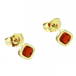 14K KOLCZYKI POZŁACANE 7 MM ROMBIK RUBIN XUPING 89610