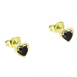 14K KOLCZYKI POZŁACANE 6 MM SERCE CZARNY BRYLANT XUPING 89612