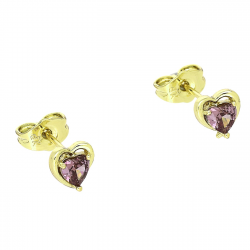 14K KOLCZYKI POZŁACANE 6 MM SERCE AMETYST XUPING 89614