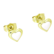 14K KOLCZYKI POZŁACANE 8/9 MM SERCE BIAŁA EMALIA XUPING 89616