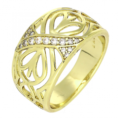 14K PIERŚCIONEK POZŁACANY 12 MM AŻUROWA ELEGANCJA XUPING 89621