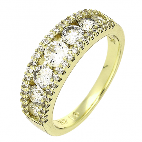 14K PIERŚCIONEK POZŁACANY 6 MM BRYLANTOWA ELEGANCJA XUPING 89622