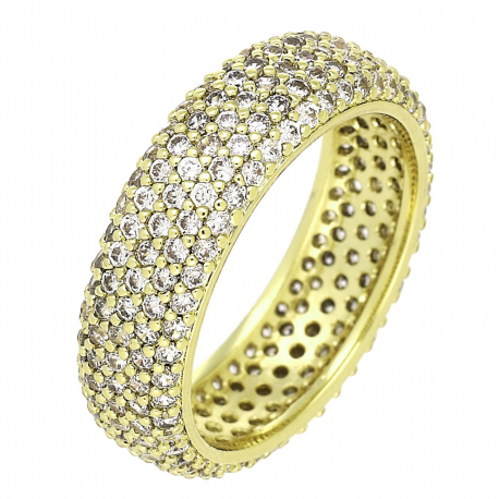 14K PIERŚCIONEK POZŁACANY 6 MM BRYLANTY DO OKOŁA XUPING 89625
