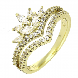 14K PIERŚCIONEK POZŁACANY 12 MM BRYLANTOWA ELEGANCJA XUPING 89626