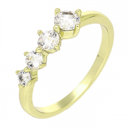 14K PIERŚCIONEK POZŁACANY 5 MM DELIKATNY Z BRYLANTAMI XUPING 89628