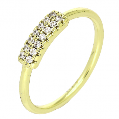 14K PIERŚCIONEK POZŁACANY 4 MM DELIKATNY Z BRYLANCIKAMI XUPING 89629