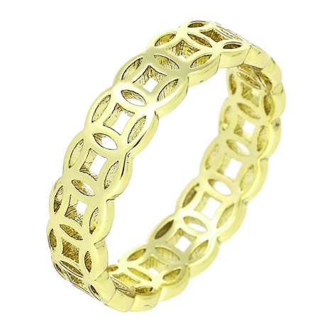 14K PIERŚCIONEK POZŁACANY 5 MM ZŁOTY AŻUR XUPING 89630