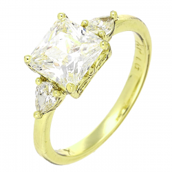 14K PIERŚCIONEK POZŁACANY 8 MM BRYLANT RADIANT XUPING 89637