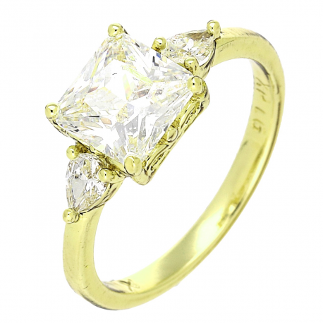 14K PIERŚCIONEK POZŁACANY 8 MM BRYLANT RADIANT XUPING 89637