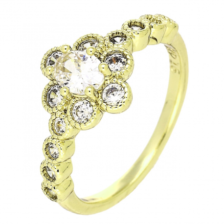 14K PIERŚCIONEK POZŁACANY 10 MM BRYLANTOWA ELEGANCJA XUPING 89639