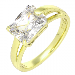 14K PIERŚCIONEK POZŁACANY 7 MM BRYLANT RADIANT XUPING 89640