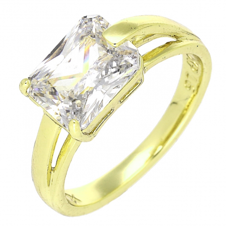 14K PIERŚCIONEK POZŁACANY 7 MM BRYLANT RADIANT XUPING 89640