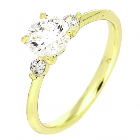 14K PIERŚCIONEK POZŁACANY 6 MM ZARĘCZYNOWY BRYLANT XUPING 89641