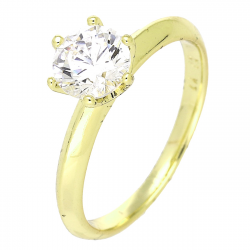14K PIERŚCIONEK POZŁACANY 8 MM ZARĘCZYNOWY BRYLANT XUPING 89643