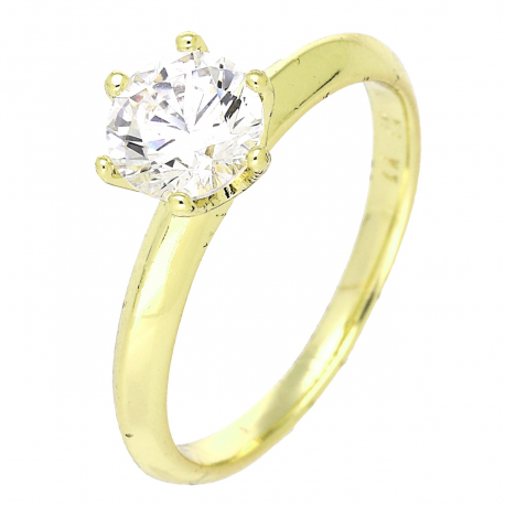 14K PIERŚCIONEK POZŁACANY 8 MM ZARĘCZYNOWY BRYLANT XUPING 89643