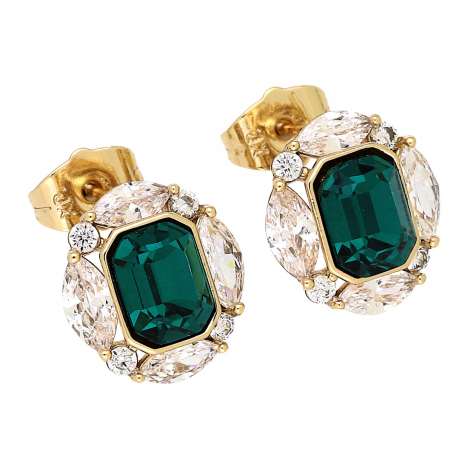 KOLCZYKI POZŁACANE 14/13 MM EMERALD CRYSTAL XUPING 89653