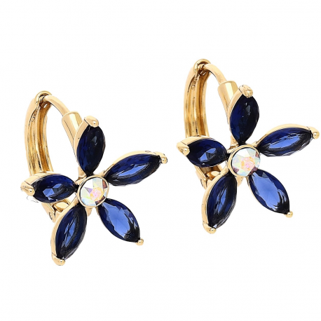 KOLCZYKI POZŁACANE 17/18 MM SAPPHIRE CRYSTAL XUPING 89666