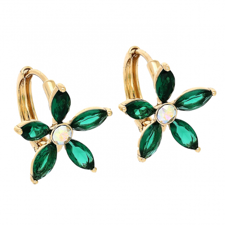 KOLCZYKI POZŁACANE 17/18 MM EMERALD CRYSTAL XUPING 89668