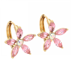 KOLCZYKI POZŁACANE 17/18 MM ROSE LIGHT CRYSTAL XUPING 89669