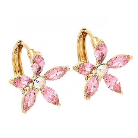 KOLCZYKI POZŁACANE 17/18 MM ROSE LIGHT CRYSTAL XUPING 89669